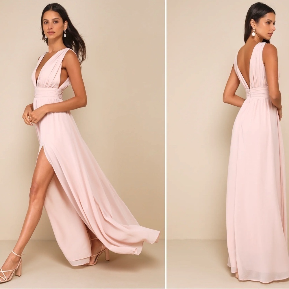 LULUS Prom Wedding Bridesmaid Flowy Romantic Heavenly Hues Maxi Dress